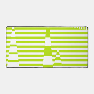 Triangle Stripes - Lime Green and White  Desk Mat