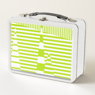 Triangle Stripes - Lime Green and White Metal Lunch Box