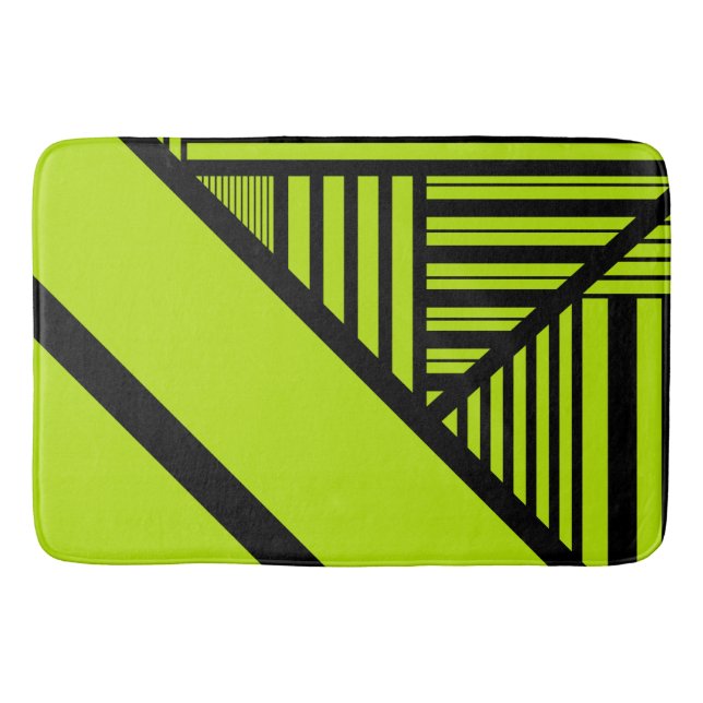 Triangle Stripes - Lime Green Bath Mat (Front)