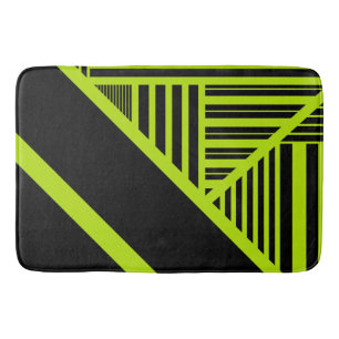 Triangle stripes - Lime Green Bath Mat