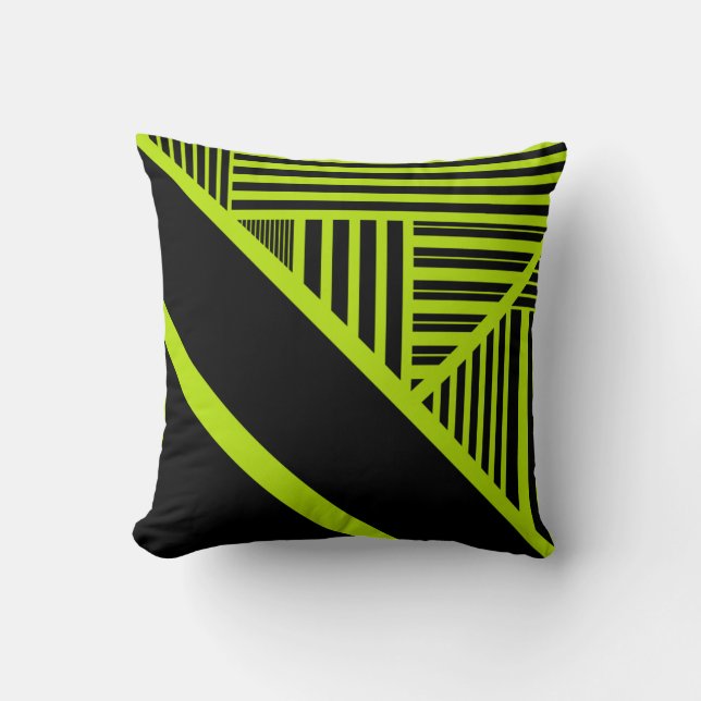 Triangle stripes - Lime Green  Cushion (Front)