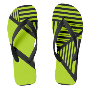 Triangle Stripes - Lime Green Flip Flops