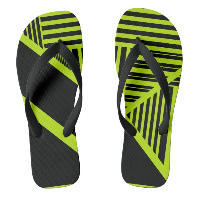 Triangle stripes - Lime Green  Flip Flops (Footbed)