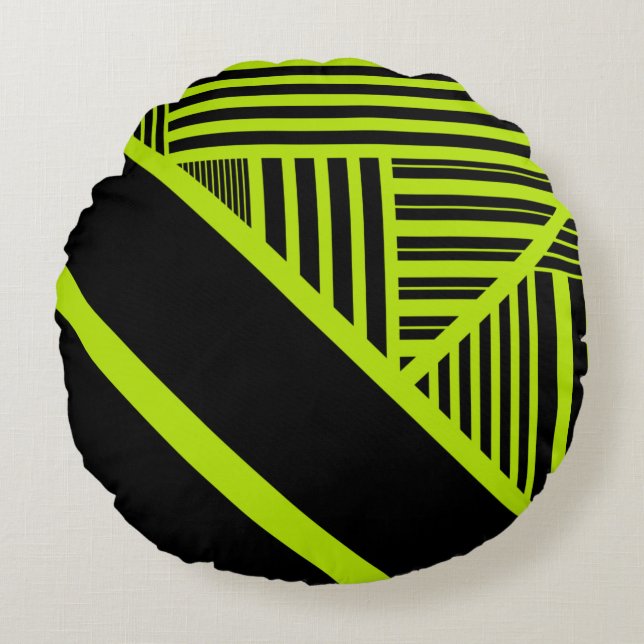 Triangle stripes - Lime Green Round Cushion (Front)