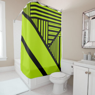 Triangle Stripes - Lime Green Shower Curtain