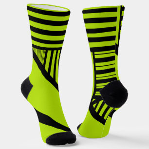 Triangle Stripes - Lime Green Socks