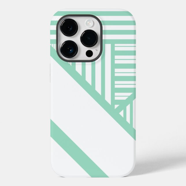 Triangle stripes - Mint Green and White Case-Mate iPhone Case (Back)