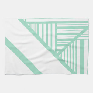 Triangle stripes - Mint Green and White Tea Towel