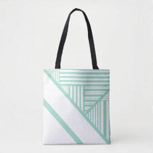 Triangle stripes - Mint Green and White Tote Bag