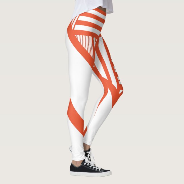 Triangle stripes - Orange and White Leggings (Right)