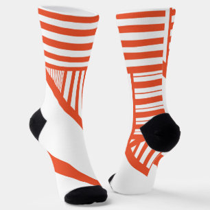 Triangle stripes - Orange and White Socks