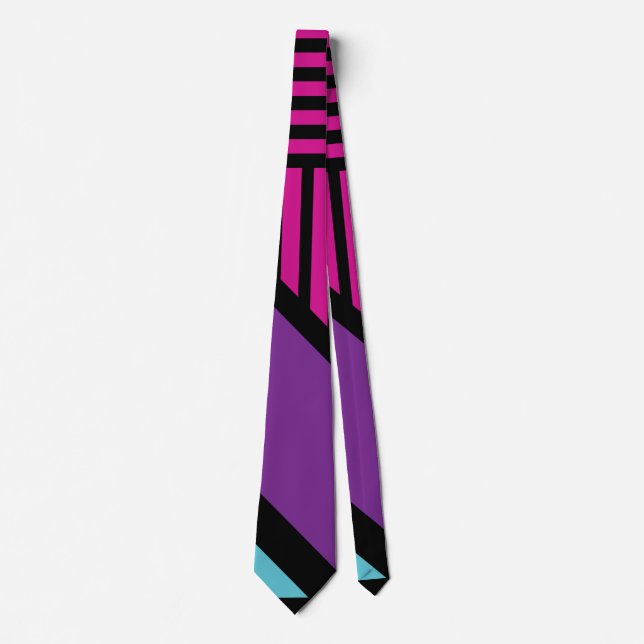 Triangle Stripes - Pink, Purple, Blue and Black  Tie (Front)