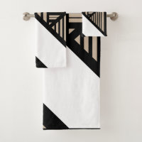 Triangle Stripes - Taupe, Black and White
