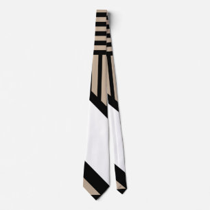 Triangle Stripes - Taupe, Black and White Tie