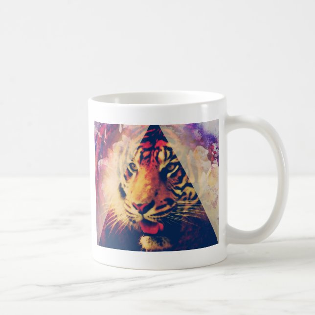 Triangle Tiger Grunge Coffee Mug (Right)