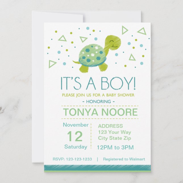 Triangle Turtle Baby Shower Invitation (Front)