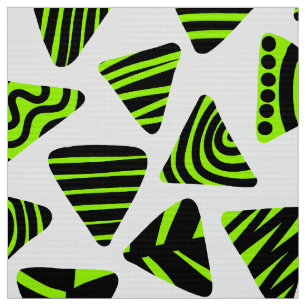 Triangles 240121 - Black and Chartreuse Grn on Wt Fabric