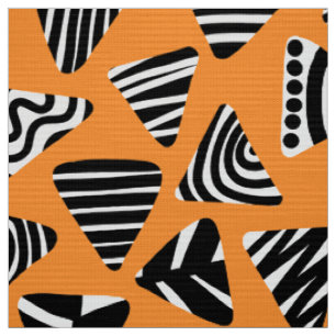 Triangles 240121 - Black and White on Orange Fabric