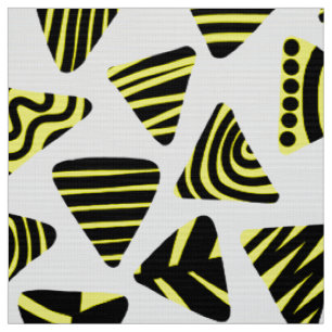 Triangles 240121 - Black and Yellow on White Fabric