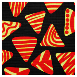 Triangles 240121 - Red and Yellow on Black Fabric