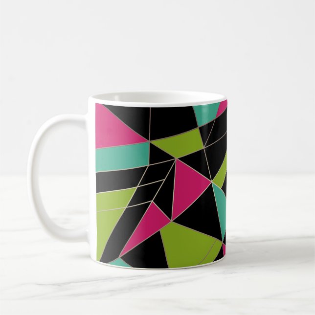 Triangles abstract print geometrical geometry mode coffee mug (Left)