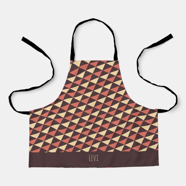 Triangles Beige Peach Minimal Pattern Apron (Front)