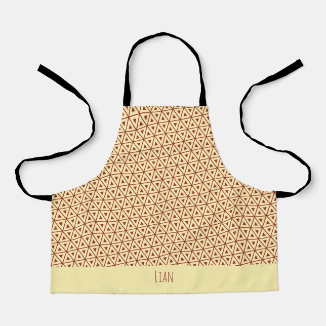 Triangles Beige Red Minimal Pattern Apron (Front)