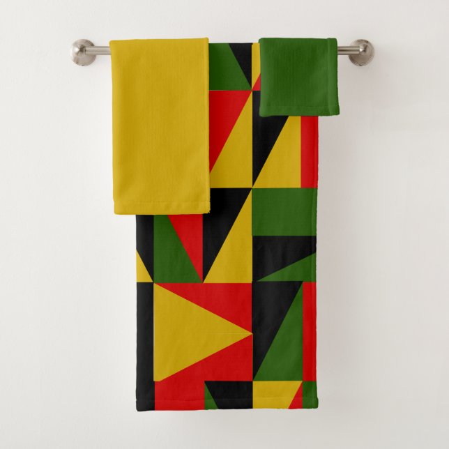 Triangles Black History  Bath Towel Set (Insitu)