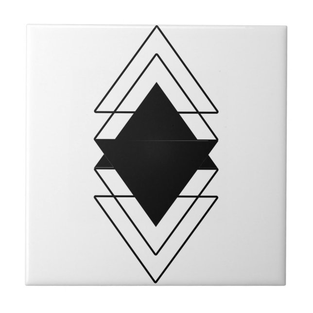 Triangles black transparent background geometric  tile (Front)
