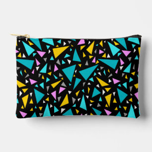 Triangles blue yellow colours on black background  accessory pouch