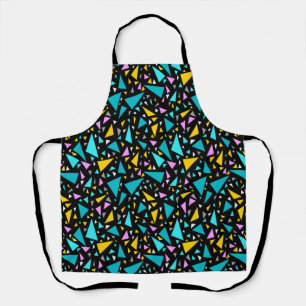 Triangles blue yellow colours on black background apron