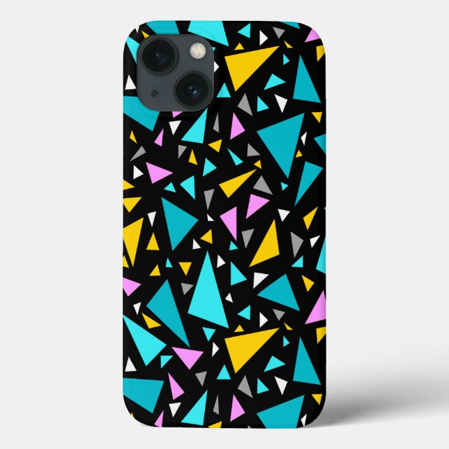 Triangles blue yellow colours on black background  Case-Mate iPhone case (Back)
