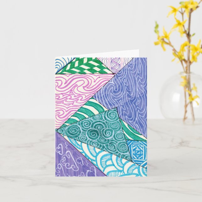 Triangles Card (Yellow Flower)