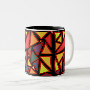 Triangles Geometric Mosaic Multicolor Two-Tone Coffee Mug