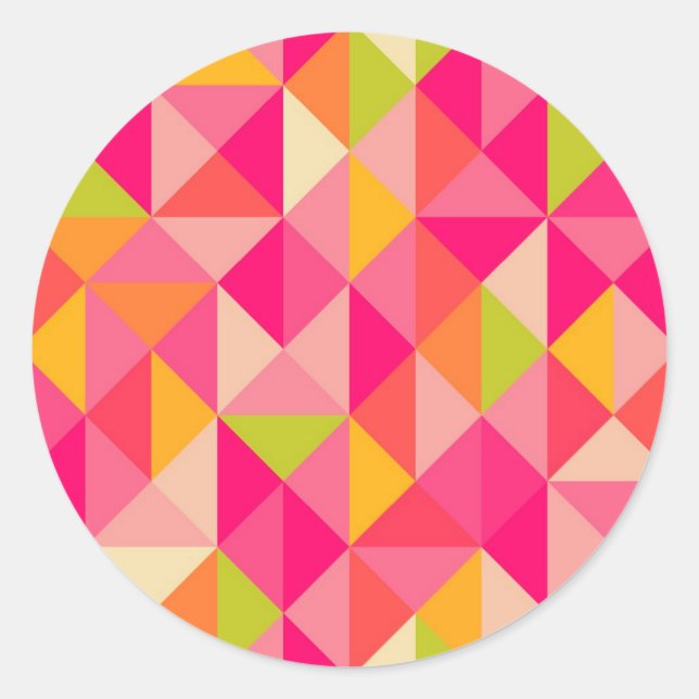 Triangles geometrical pattern classic round sticker (Front)