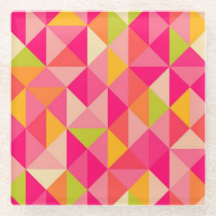 Triangles geometrical pattern glass coaster