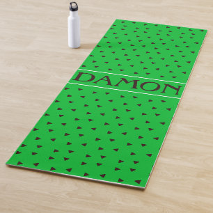 Triangles Green Black Minimal Pattern Yoga Mat