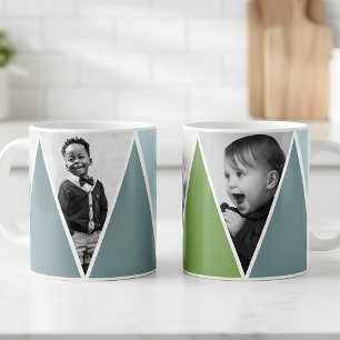 Triangles in blue and green Photo Mug