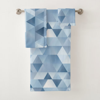 Triangles in blue and grey bath towel set