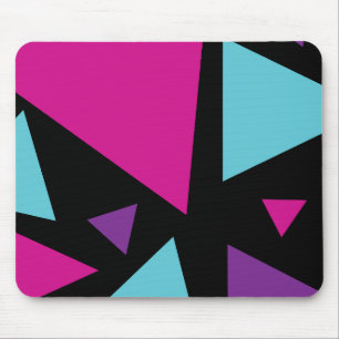 Triangles in Pink, Purple, Blue and Black Mouse Mat