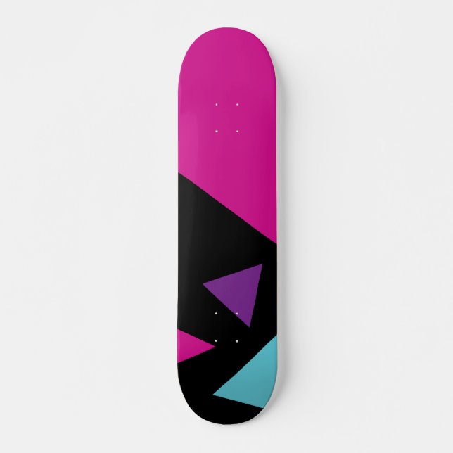 Triangles in Pink, Purple, Blue and Black Skateboard (Front)