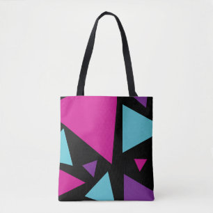 Triangles in Pink, Purple, Blue and Black Tote Bag