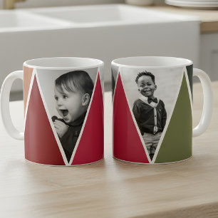 Triangles in red and green Photo Mug