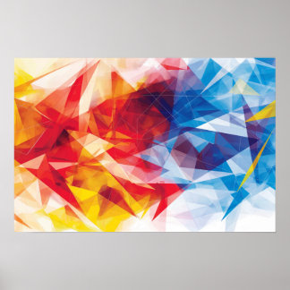 Triangles in vibrant primary colours poster