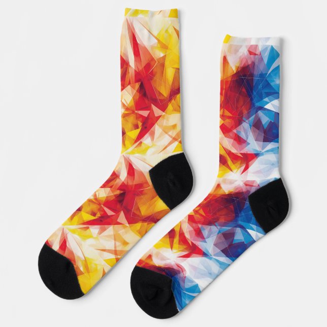 Triangles in vibrant primary colours socks (Left)