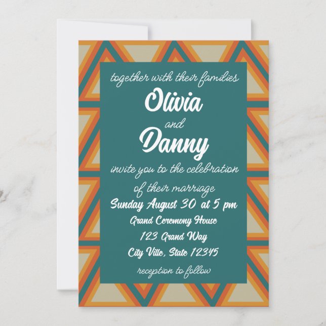 Triangles Modern Geometric Colourful Wedding  Invitation (Front)