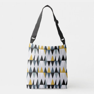Triangles: Modern Vintage Geometric Pattern. Crossbody Bag
