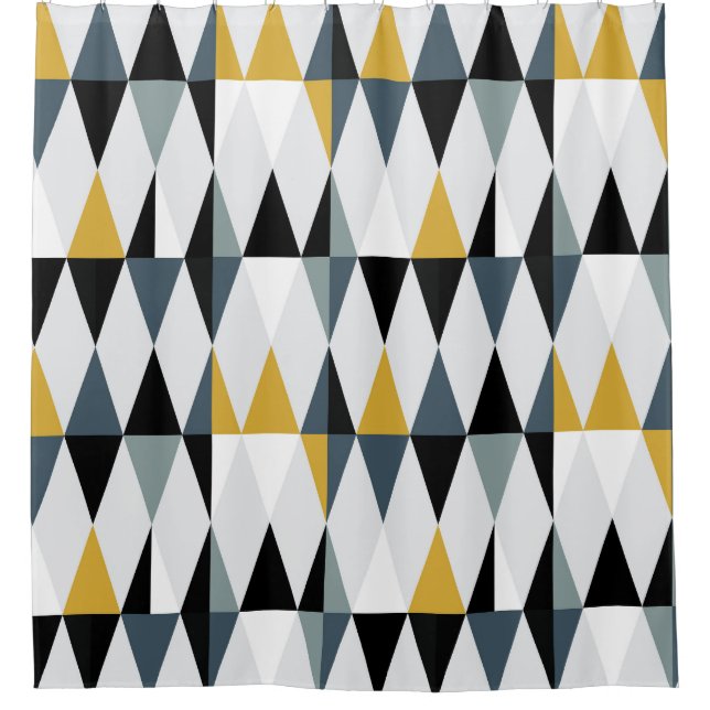 Triangles: Modern Vintage Geometric Pattern. Shower Curtain (Front)
