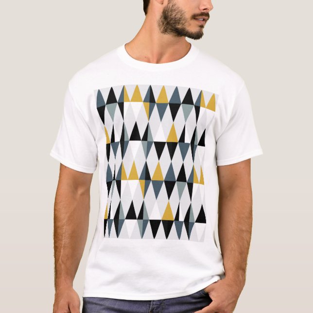 Triangles: Modern Vintage Geometric Pattern. T-Shirt (Front)