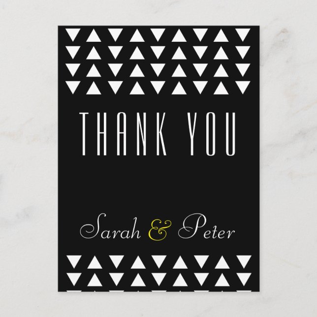 Triangles modern Wedding Thank You Postcard (Front)